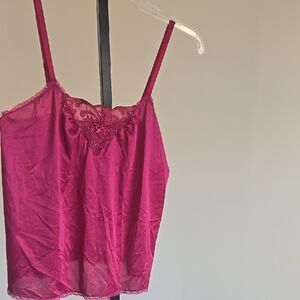 Vintage JCPenney Cranberry Lace Detail Slip Tank Camisole Size:Small